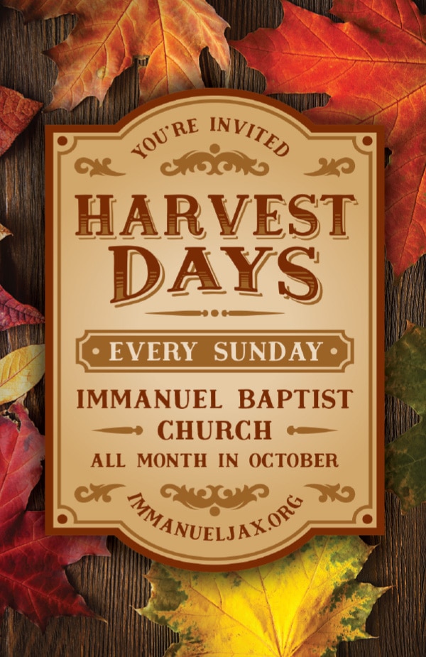 Harvest Church Invitation Cards For Baptist Church Invites