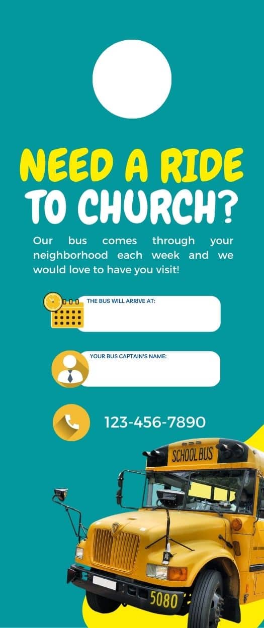 Bus Ministry Church Door Hangers For Baptist Church Invites